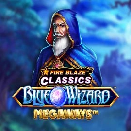 Fire Blaze Blue Wizard Megaways online game logo by Rarestone Gaming on robosapien.nl